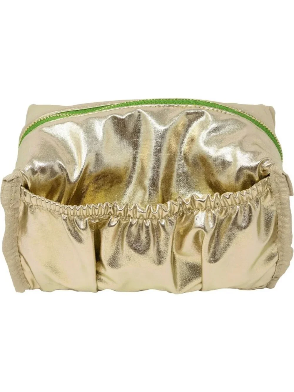 Set of 2 Gold Quilted Cosmetic Pouches - Cute Travel Toiletry Bags for Women